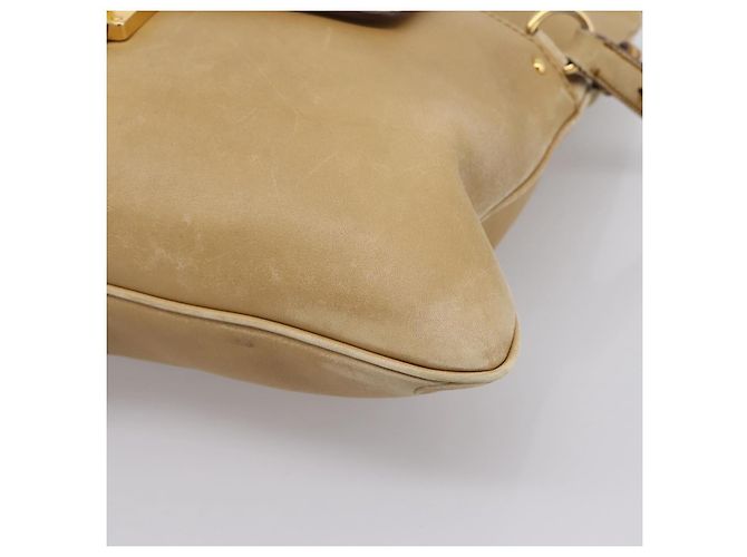 Miu Miu Hand Bag Leather 2way Beige Gold Tone - vista 14