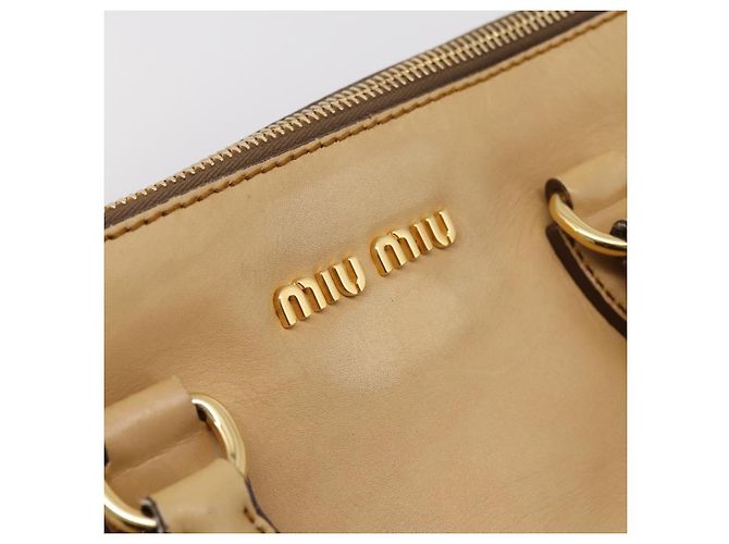Miu Miu Hand Bag Leather 2way Beige Gold Tone - vista 19