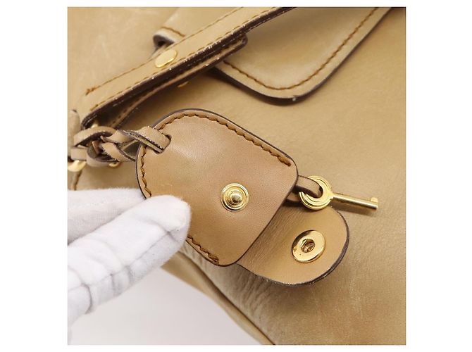 Miu Miu Hand Bag Leather 2way Beige Gold Tone - vista 21