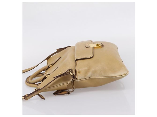 Miu Miu Hand Bag Leather 2way Beige Gold Tone - vista 5