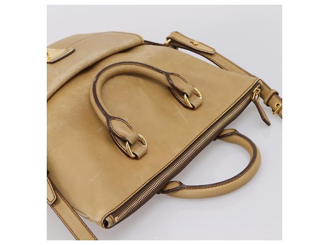 Miu Miu Hand Bag Leather 2way Beige Gold Tone - vista 7