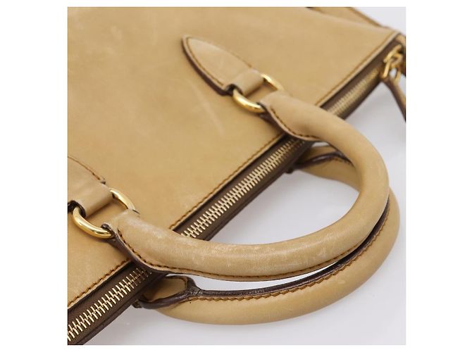 Miu Miu Hand Bag Leather 2way Beige Gold Tone - vista 8