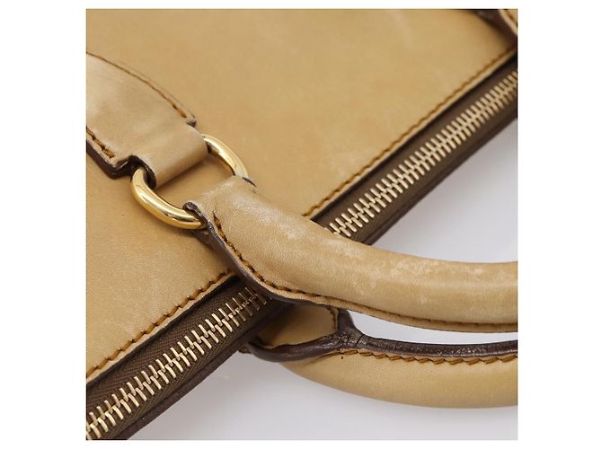 Miu Miu Hand Bag Leather 2way Beige Gold Tone - vista 9