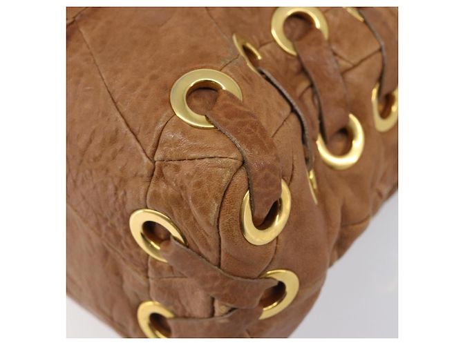 Miu Miu Hand Bag Leather 2way Brown Gold - vista 13