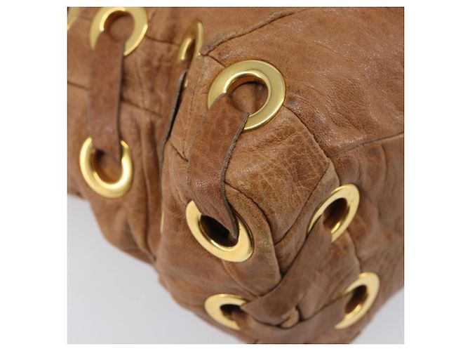 Miu Miu Hand Bag Leather 2way Brown Gold - vista 16