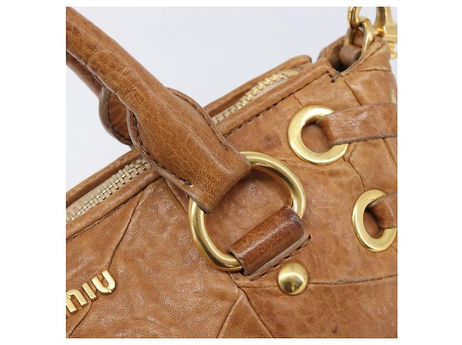 Miu Miu Hand Bag Leather 2way Brown Gold - vista 18