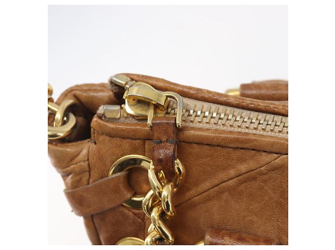 Miu Miu Hand Bag Leather 2way Brown Gold - vista 20