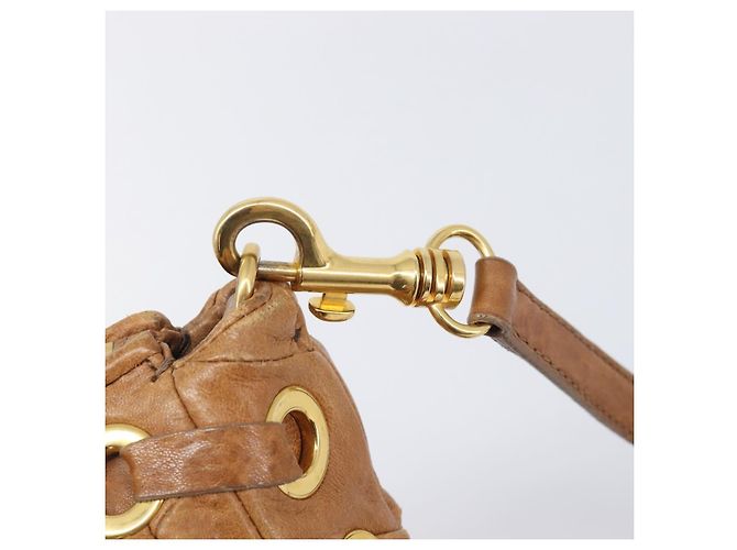 Miu Miu Hand Bag Leather 2way Brown Gold - vista 21