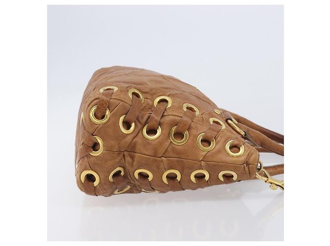 Miu Miu Hand Bag Leather 2way Brown Gold - vista 4