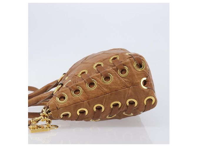 Miu Miu Hand Bag Leather 2way Brown Gold - vista 5