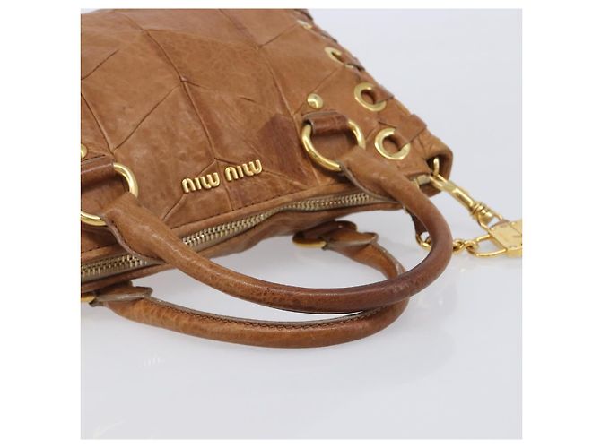 Miu Miu Hand Bag Leather 2way Brown Gold - vista 7