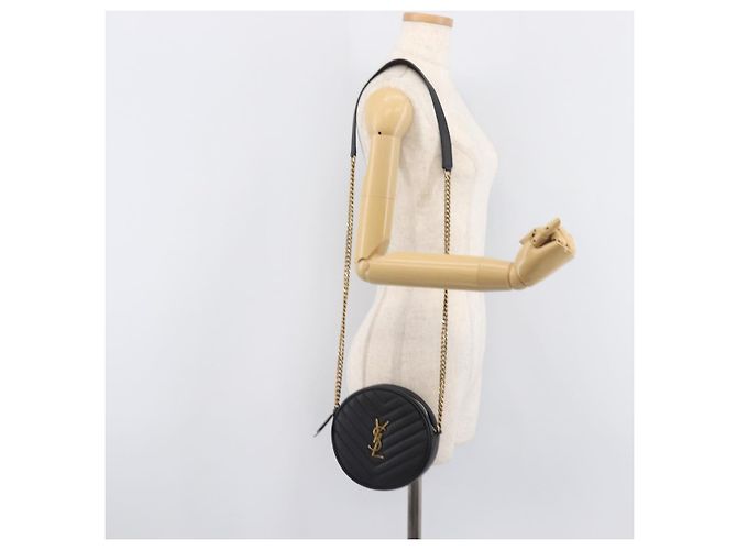 Autre Marque Saint Laurent Chain Shoulder Bag Leather Black Gold - vista 23