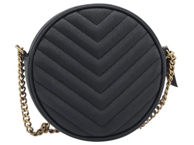 Autre Marque Saint Laurent Chain Shoulder Bag Leather Black Gold - vista 3