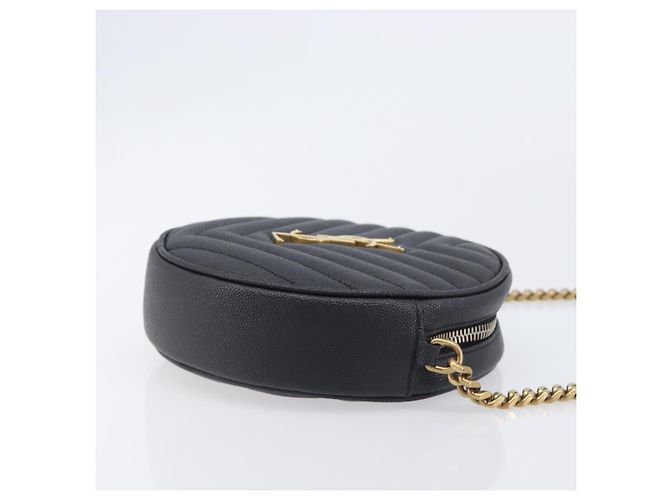 Autre Marque Saint Laurent Chain Shoulder Bag Leather Black Gold - vista 4