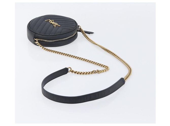 Autre Marque Saint Laurent Chain Shoulder Bag Leather Black Gold - vista 7