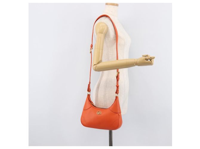 GUCCI GG Marmont Aphrodite Small Shoulder Bag Leather Orange 731817 - vista 28