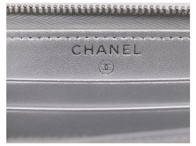 CHANEL Long Wallet Leather Silver CC - vista 15