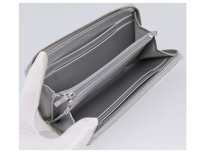 CHANEL Long Wallet Leather Silver CC - vista 16