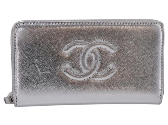CHANEL Long Wallet Leather Silver CC - vista 2