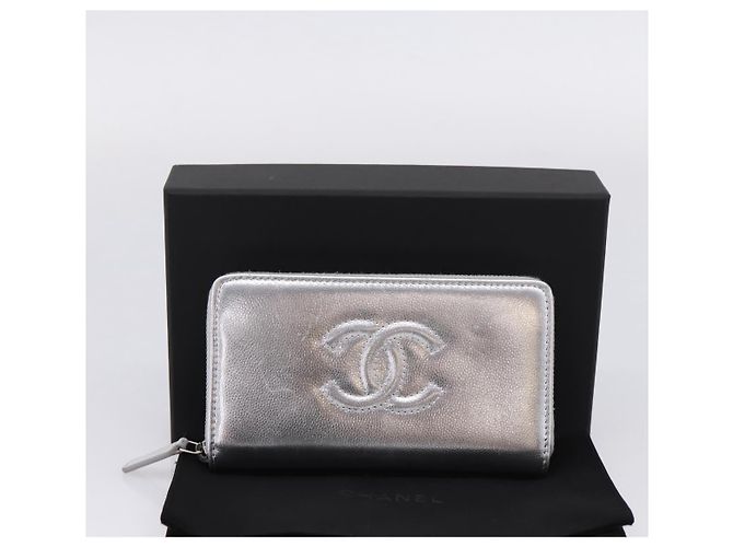 CHANEL Long Wallet Leather Silver CC - vista 24
