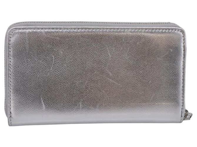 CHANEL Long Wallet Leather Silver CC - vista 3