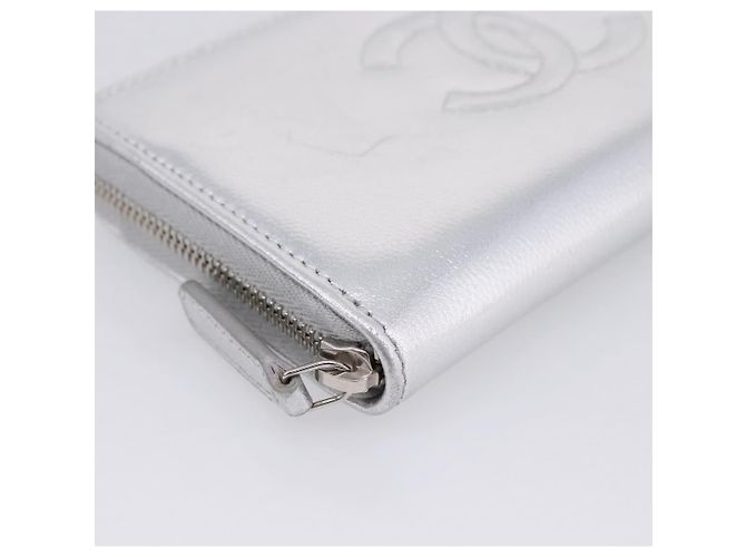 CHANEL Long Wallet Leather Silver CC - vista 9