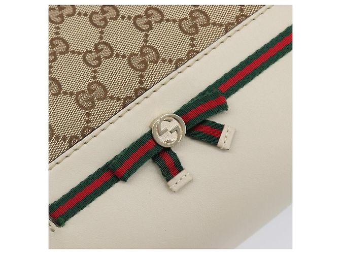 GUCCI GG Canvas Web Sherry Line Hand Bag Beige Gold 269894 - vista 14