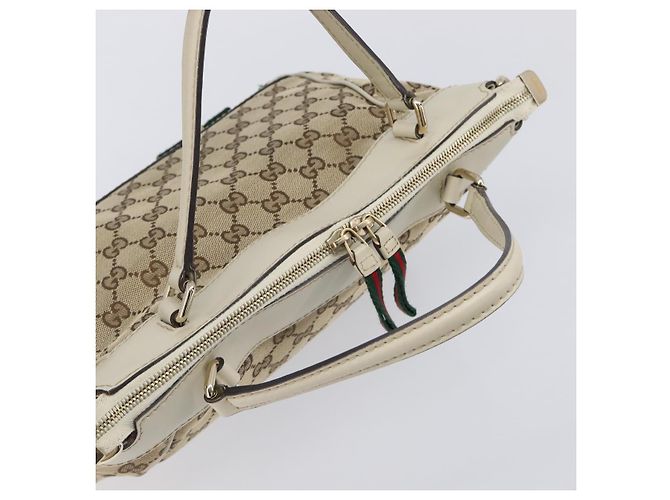 GUCCI GG Canvas Web Sherry Line Hand Bag Beige Gold 269894 - vista 6