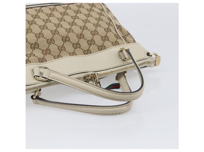 GUCCI GG Canvas Web Sherry Line Hand Bag Beige Gold 269894 - vista 7
