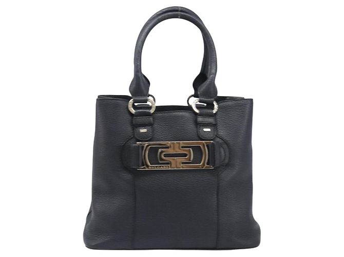 Bulgari BVLGARI Parentesi Tote Bag Leather Black Gold Tone - vista 2