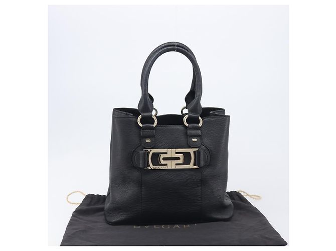 Bulgari BVLGARI Parentesi Tote Bag Leather Black Gold Tone - vista 28