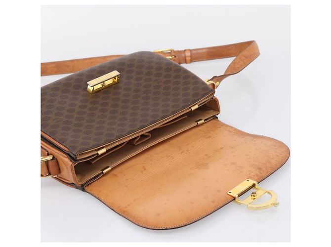 Céline CELINE Macadam Canvas Shoulder Bag PVC Leather Brown Gold - vista 14