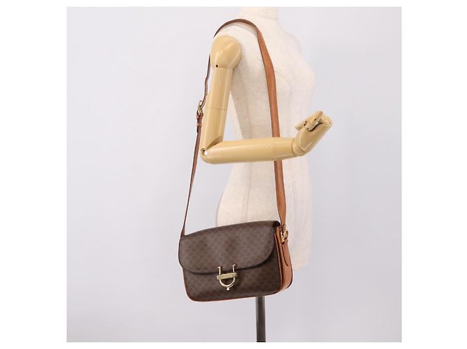 Céline CELINE Macadam Canvas Shoulder Bag PVC Leather Brown Gold - vista 26