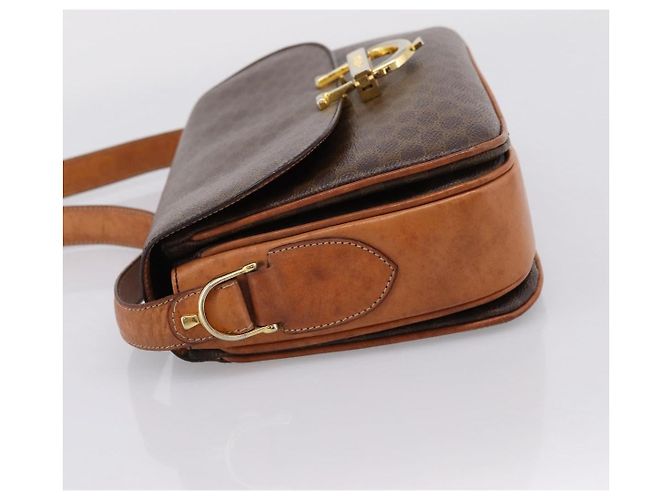 Céline CELINE Macadam Canvas Shoulder Bag PVC Leather Brown Gold - vista 4