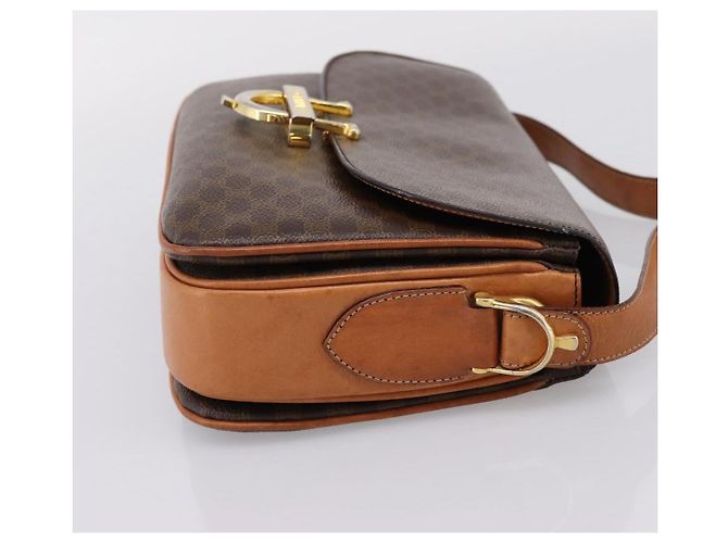 Céline CELINE Macadam Canvas Shoulder Bag PVC Leather Brown Gold - vista 5
