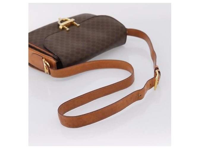 Céline CELINE Macadam Canvas Shoulder Bag PVC Leather Brown Gold - vista 6