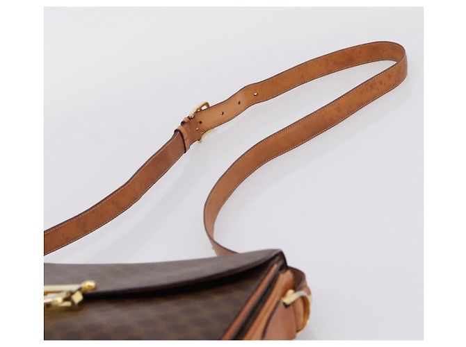 Céline CELINE Macadam Canvas Shoulder Bag PVC Leather Brown Gold - vista 7