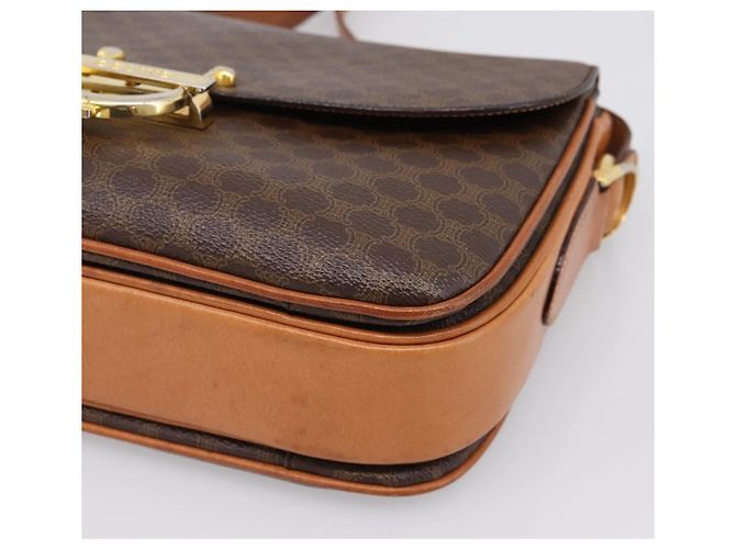 Céline CELINE Macadam Canvas Shoulder Bag PVC Leather Brown Gold - vista 9