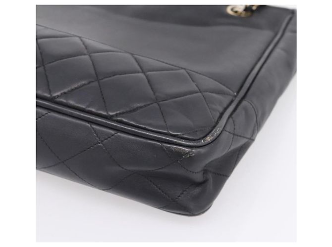 CHANEL Matelasse Chain Shoulder Bag Leather Black Gold Tone CC - vista 10