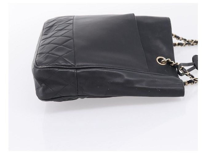 CHANEL Matelasse Chain Shoulder Bag Leather Black Gold Tone CC - vista 5