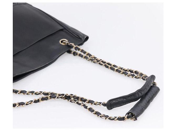 CHANEL Matelasse Chain Shoulder Bag Leather Black Gold Tone CC - vista 7