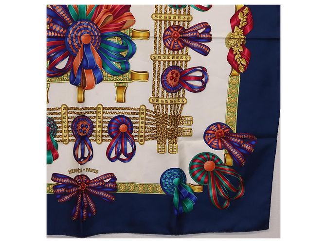 Hermès HERMES Carre 90 Scarf  LES RUBANS DU CHEVAL  Silk Blue - vista 10