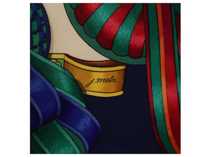 Hermès HERMES Carre 90 Scarf  LES RUBANS DU CHEVAL  Silk Blue - vista 11