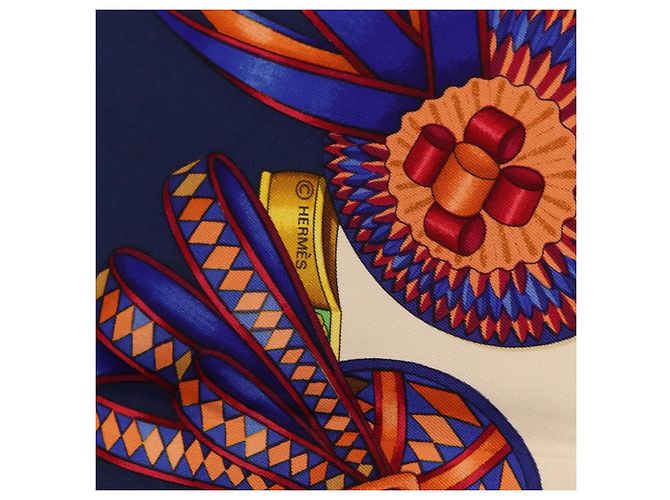 Hermès HERMES Carre 90 Scarf  LES RUBANS DU CHEVAL  Silk Blue - vista 12
