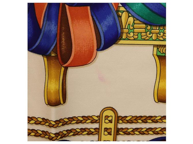 Hermès HERMES Carre 90 Scarf  LES RUBANS DU CHEVAL  Silk Blue - vista 13