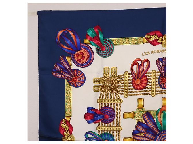 Hermès HERMES Carre 90 Scarf  LES RUBANS DU CHEVAL  Silk Blue - vista 2