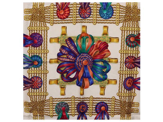 Hermès HERMES Carre 90 Scarf  LES RUBANS DU CHEVAL  Silk Blue - vista 6