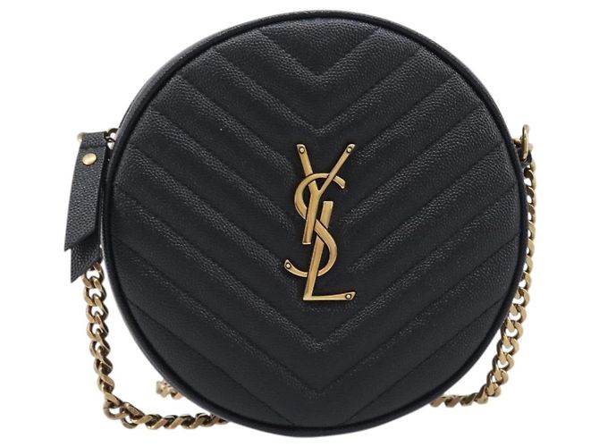 Autre Marque Saint Laurent Chain Viel Shoulder Bag Leather Black Gold - vista 2