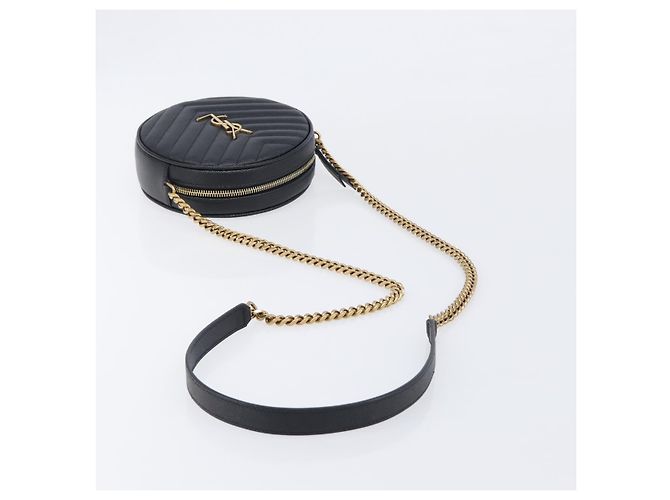 Autre Marque Saint Laurent Chain Viel Shoulder Bag Leather Black Gold - vista 7
