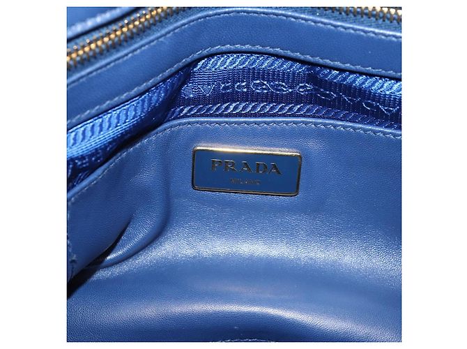 PRADA Gathered Hand Bag Nylon 2way Blue Gold - vista 19
